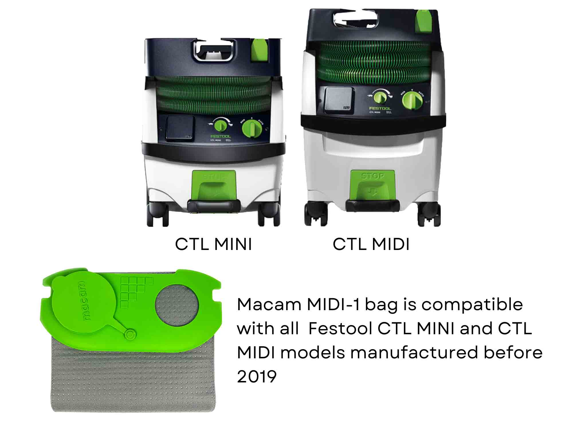 Reusable dust bag for Festool CTL MINI and MIDI